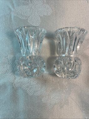 VINTAGE Clear Crystal Toothpick Holders – Pair 3” H X 1 14/16 “ W Excellent Cond